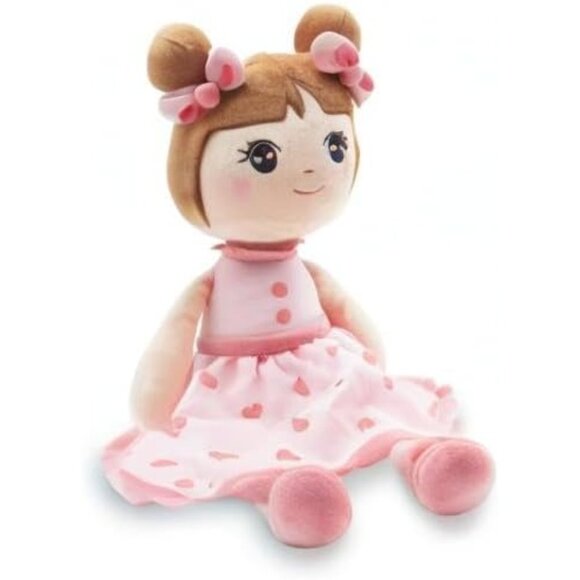 🆕 Baby Girl Pink Stuffed Super Soft Plush Cotton Filler Damp Cloth Toy Gifts - Picture 8 of 8